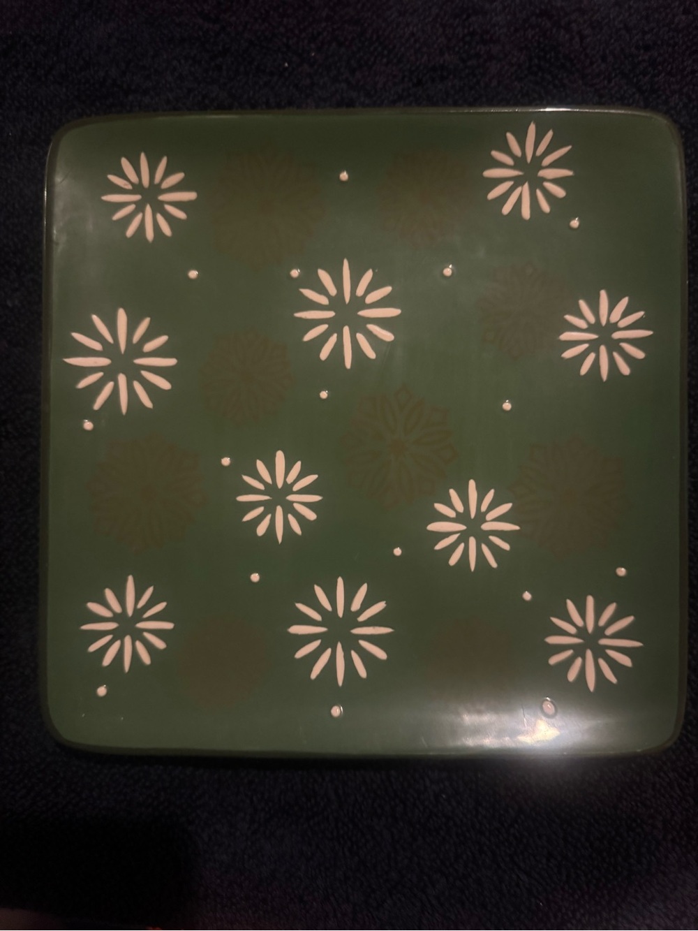 Certified International Sage Green Starburst Square Plate 8x8"